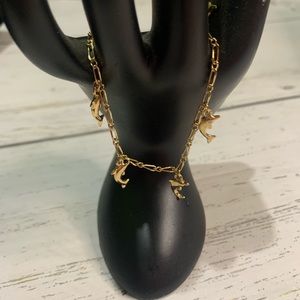 Dolphin Anklet, Gold tone